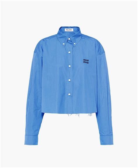 miu miu shirt blue|Miu Miu Cerulean Blue Poplin Shirt .